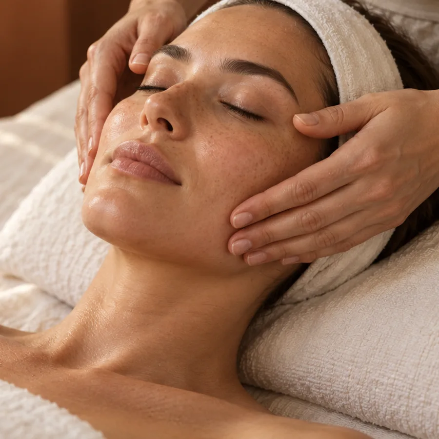 Illustrative close-up of a facial treatment